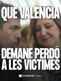 Compromís exigirem a l'Ajuntament de València:  • Rebre a les víctimes de la dana a la ciutat
• Accelerar les tasques de reconstrucció i arreglar ascensors
• Un monument en record de les víctimes
• Demanar perdó als afectats i afectades per la nefasta gestió de la dana  #dana #danavalencia #valencia #vlc